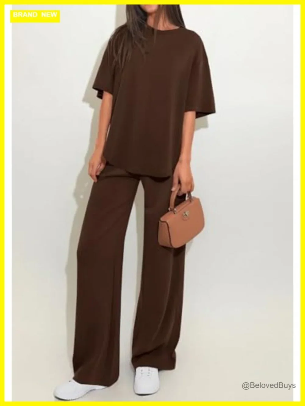 2 Piece Lounge Set Women Travel Outfit Short Sleeve Wide Leg Pants - Picture 4 of 6